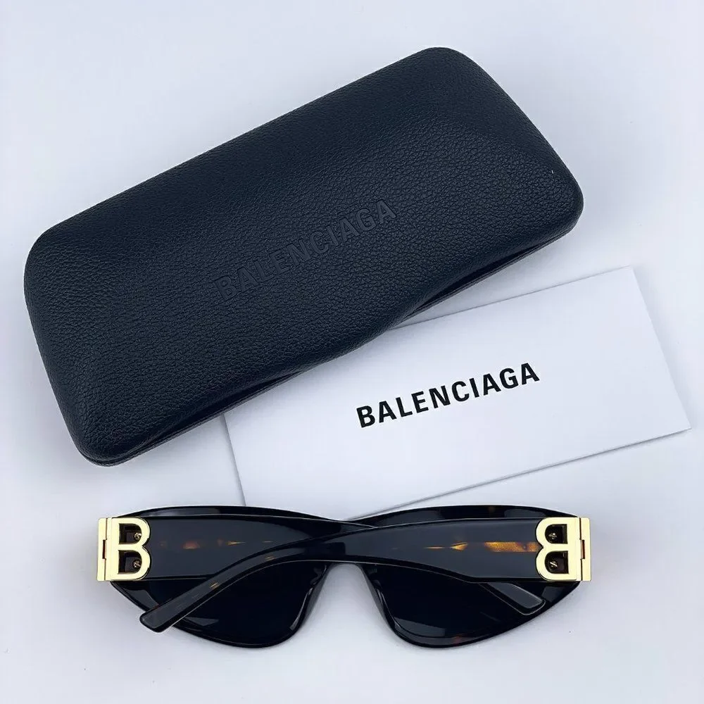 SALE! NEW Balenciaga BB0095S 002 Havana Brown Gold Green Oval Unisex Sunglasses